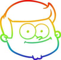 rainbow gradient line drawing cartoon male face vector