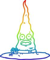 rainbow gradient line drawing cartoon witchs hat vector