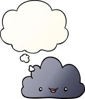 happy cartoon cloud and thought bubble in smooth gradient style vector