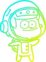 cold gradient line drawing happy astronaut cartoon vector