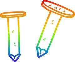 rainbow gradient line drawing cartoon old nails vector