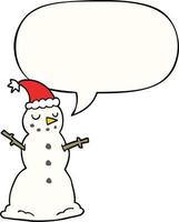 cartoon christmas snowman and speech bubble vector