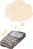 cartoon calculator and thought bubble in retro textured style vector