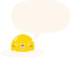 cartoon happy egg and speech bubble in retro style vector