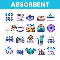 Absorbent, Absorbing Materials Vector Color Line Icons Set