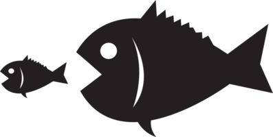 le gros poisson mange l'icône du petit poisson png