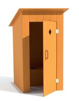 rural outdoor toilet made of wood 3d render illustration photo