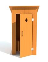 rural outdoor toilet made of wood 3d render illustration photo