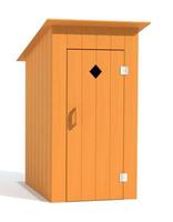 rural outdoor toilet made of wood 3d render illustration photo