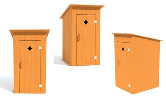 rural outdoor toilet made of wood 3d render illustration photo