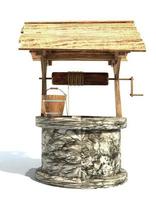 retro old stone water well 3d render illustration photo