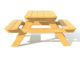 benches with a picnic table in the garden or park 3d render illustration photo