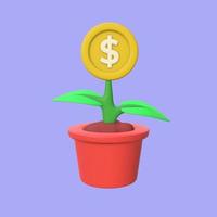 3D Money Investment Growth Illustration photo