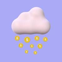 ilustración estilizada de lluvia de dinero en 3d foto