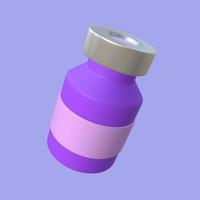 3D Illustration of Floating Vaccine Bottle photo