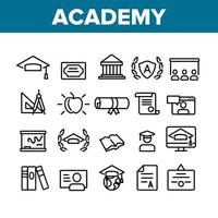 Academy Study Collection Elements Icons Set Vector