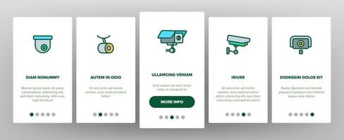 Surveillance Cameras, CCTV Linear Vector Onboarding Mobile App Page Screen