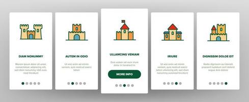 Castle, Medieval Buildings Vector Onboarding Mobile App Page Screen