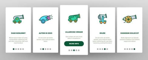 Old Cannons, Artillery Vector Onboarding Mobile App Page Screen