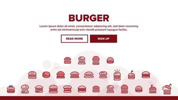 Collection Delicious Burger Sign Icons Set Vector