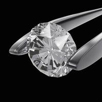 Excellent cut diamonds held by tweezers. 3d render photo