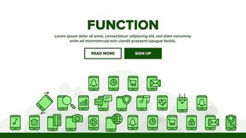 Smartphone App Function Vector Linear Icons Set