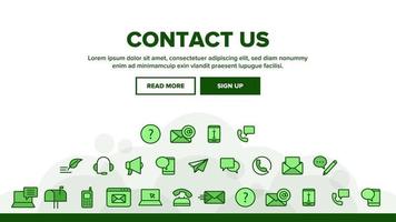 Contact Us, Call Center Vector Linear Icons Set