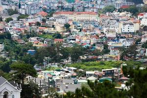 DA LAT CITY, VIETNAM - JULY 15,2022  Landscape in the city of Da Lat city, Vietnam is a popular tourist destination. Tourist city in developed Vietnam. photo