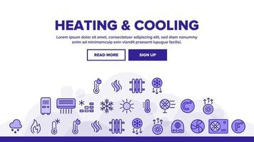 conjunto de iconos lineales vectoriales del sistema de calefacción y refrigeración vector