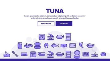 Tuna, Fish Products Vector Linear Icons Set