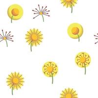 Dandelion, Spring Flower Vector Seamless Pattern