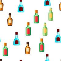 Glass Bottles Linear Vector Seamless Pattern