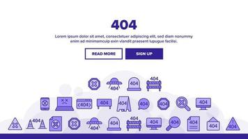 404 HTTP Error Message Vector Linear Icons Set