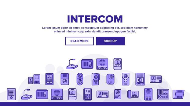 vector de encabezado de aterrizaje de comunicación de intercomunicación