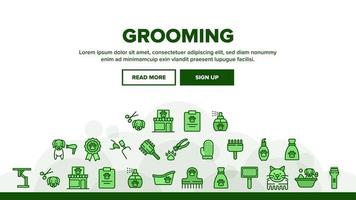 Grooming Animal Tool Landing Header Vector