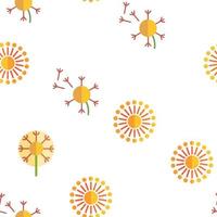 Dandelion, Spring Flower Vector Seamless Pattern