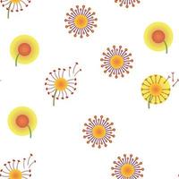 Dandelion, Spring Flower Vector Seamless Pattern