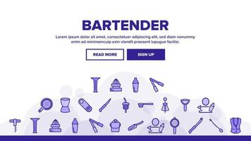 Bartender Equipment Landing Header Vector