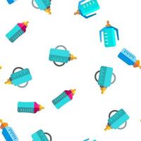 Baby Bottle, Childcare Equipment Vector Seamless Pattern