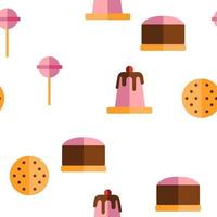 Desserts, Pastry, Sweets Vector Seamless Pattern