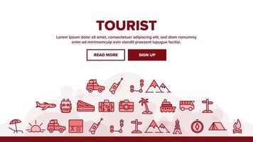 Tourism And Travel Around World Vector Linear Icons Set