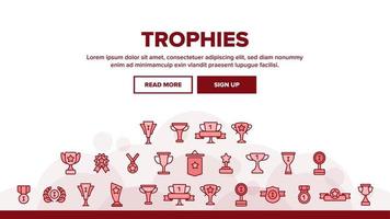 Trophies And Medals For First Place Vector Linear Icons Set