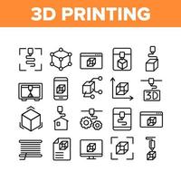 3d Printing Processing Collection Icons Set Vector