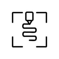 3D print printer icon vector. Isolated contour symbol illustration vector