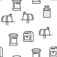 Mail Box, Post Linear And Flat Vector Seamless Pattern