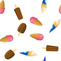 Ice Cream Icon Set Vector Seamless Pattern