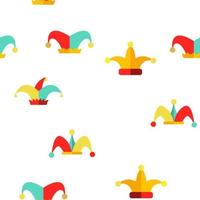 Funny Jester Hat Linear Vector Seamless Pattern