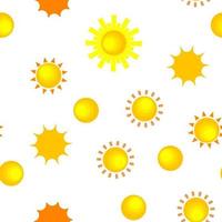 Yellow Sun Icon Vector Seamless Pattern