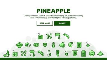 Pineapple Exotic food Landing Header Vector