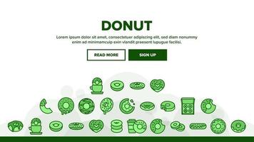 vector de encabezado de aterrizaje de desayuno dulce donut